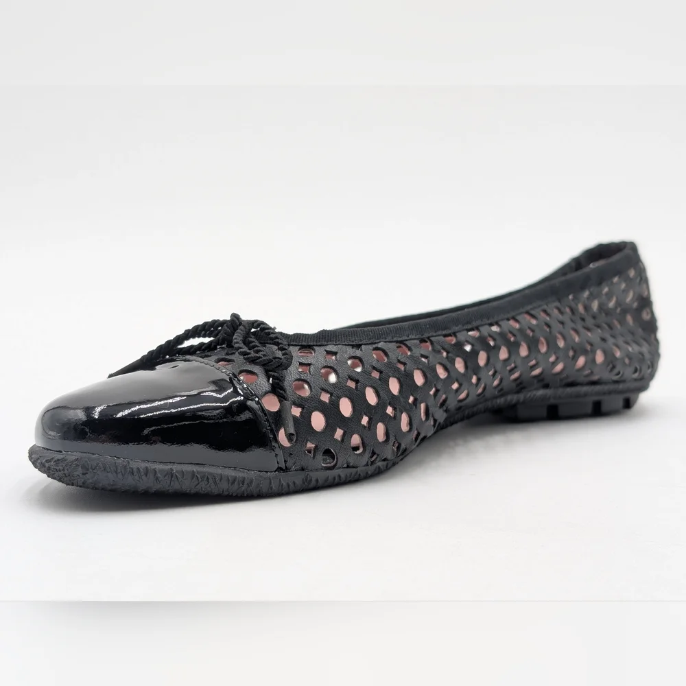 Paul Mayers Attitudes Ballet Flats Sz 8B Black Patent & Mesh Leather Women Shoes - Picture 6 of 17